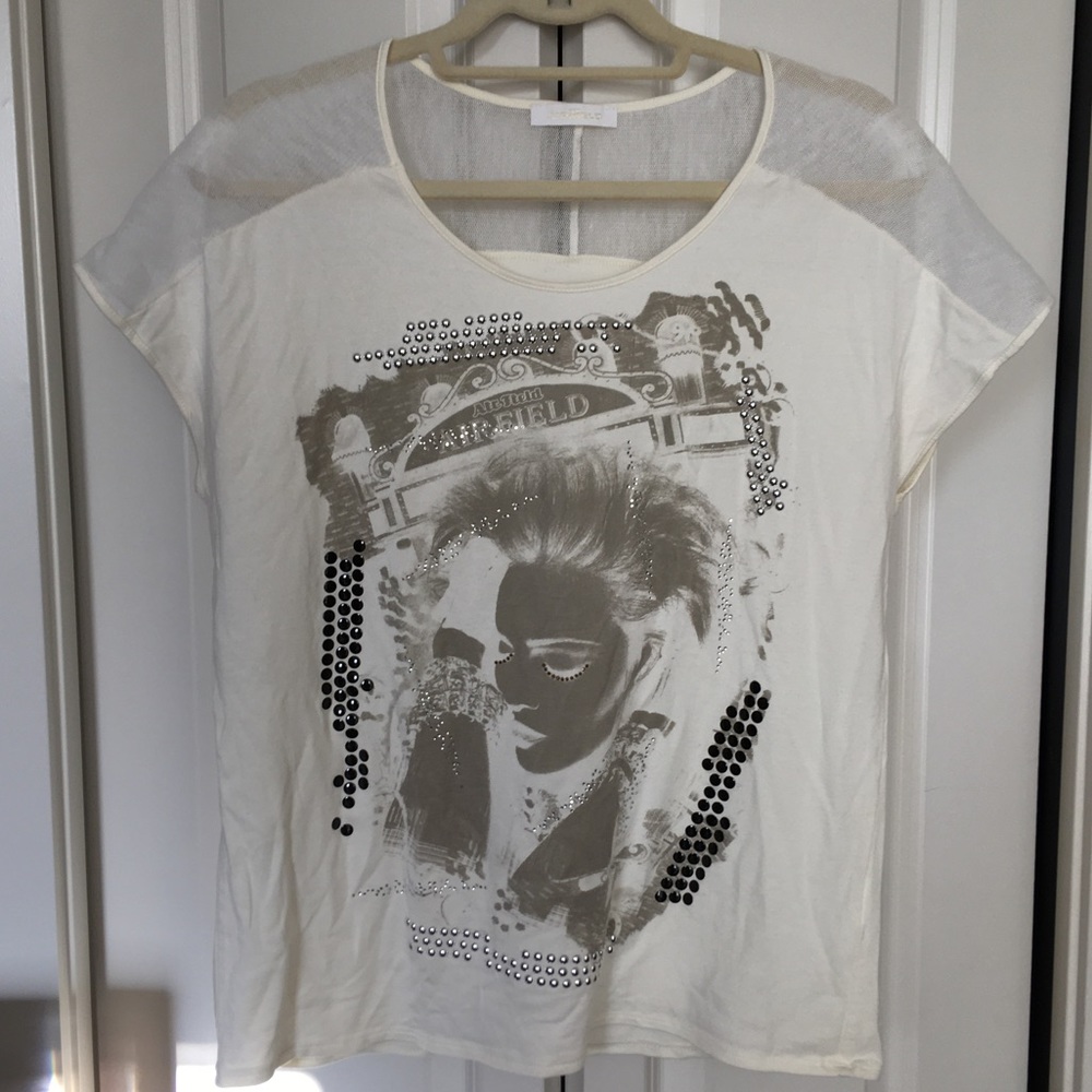 Cotton & Mesh T-Shirt With Studs